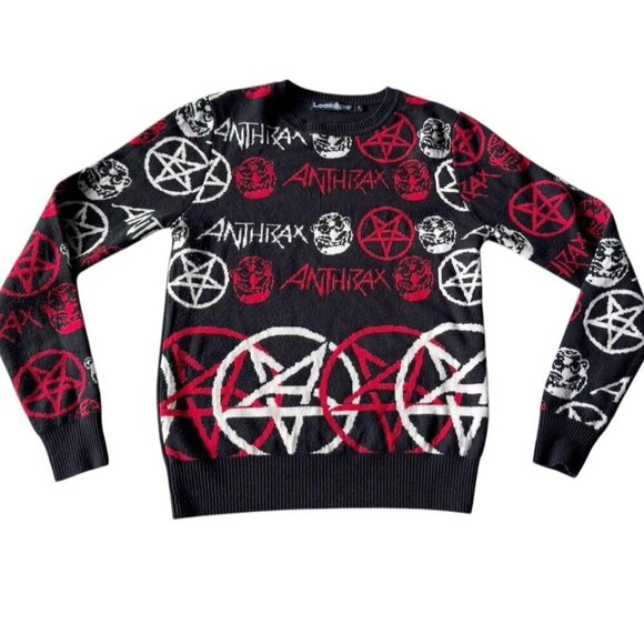 Loco Ape Men's Sz S Anthrax Black Red White Pullover Sweater Locoape - Picture 9 of 9